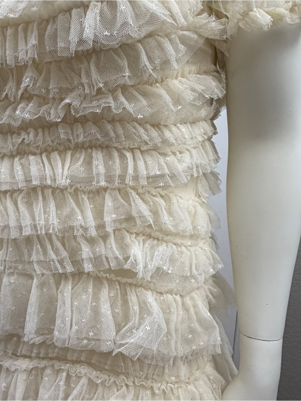 Needle & Thread Cream Ruffled Tulle Tiered Maxi Dress NWT - Size 14 (shortened) - Picture 5 of 16